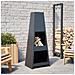 Caminetto da Esterno Design Torre Deposito Tronchi Nero Acciaio - Foto miniatura 2