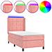 Letto a Molle con Materasso e LED Rosa 100x200 cm in Velluto - Foto miniatura 1