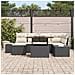Set da Pranzo da Giardino 7 Pezzi con Cuscini Nero Polyrattan Acacia - Foto miniatura 3
