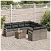 Set di divani da giardino 9 pezzi con cuscini grigio polirattan acacia, Divano da giardino per 2 persone con cuscini grigio polirattan - Foto miniatura 3