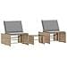 Lettini Prendisole 2 pz con Tavolino Beige in Polyrattan - Foto miniatura 1
