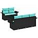 Set Divano da Giardino 6 pcs Nero e Turchese polyrattan - Foto miniatura 1