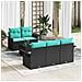 Set Divano da Giardino 6 pcs Nero e Turchese polyrattan - Foto miniatura 2