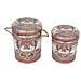 Set 2 Pouf Contenitori Da Seduta In Mdf E Pvc Con Grafiche 3d Linea Industrial - Brown - Foto miniatura 1