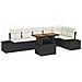 Set da Pranzo da Giardino 7 Pezzi con Cuscini Nero Polyrattan Acacia - Foto miniatura 1