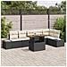 Set da Pranzo da Giardino 7 Pezzi con Cuscini Nero Polyrattan Acacia - Foto miniatura 2