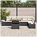 Set da Pranzo da Giardino 7 Pezzi con Cuscini Nero Polyrattan Acacia - Foto miniatura 3