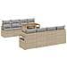 Set divano da giardino a 9 pezzi con cuscini in rattan policarbonato beige, Divano da giardino a 2 posti con cuscini in rattan policarbonato beige - Foto miniatura 1