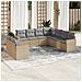 Set Divano da Giardino 9 pz con Cuscini Beige in Polyrattan - Foto miniatura 2