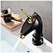 Rubinetto per lavabo da bagno, Blackswan, tipo M280 Unicorn, modello corto nero /oro lucido, misura 20 cm - Foto miniatura 3