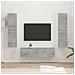 Set mobile TV 6 pcs Grigio cemento Legno multistrato - Foto miniatura 2