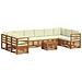 Set divani 11 pcs Naturale e Crema Legno di Acacia Massello - Foto miniatura 1