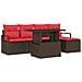 Set Divano da Giardino 6 pcs Marrone e Rosso polyrattan - Foto miniatura 1