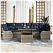 Set Divano da Giardino 8 pz Grigio e Blu Navy polyrattan - Foto miniatura 7