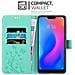 Custodia Compatibile Con Xiaomi Redmi Note 6 Pro In Turchese Fiore - Coperchio Protettivo In Design Floreale Con Chiusura Magnetica, Funzione Stand E Slot Per Carte - Foto miniatura 3