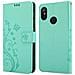 Custodia Compatibile Con Xiaomi Redmi Note 6 Pro In Turchese Fiore - Coperchio Protettivo In Design Floreale Con Chiusura Magnetica, Funzione Stand E Slot Per Carte - Foto miniatura 8