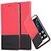Custodia Compatibile Con Huawei P9 In Rosso Nero - Coperchio Protettiva Con Chiusura Magnetica, Funzione Stand E Tasca Per Le Carte - Foto miniatura 1