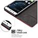 Custodia Compatibile Con Huawei P9 In Rosso Nero - Coperchio Protettiva Con Chiusura Magnetica, Funzione Stand E Tasca Per Le Carte - Foto miniatura 4