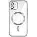 Cover Magsafe Per Iphone 12 Silicone Protezione Fotocamera Bordo Cromato Argento - Foto miniatura 1