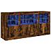 Credenza Con Luci Led Rovere Fumo 142,5x37x67 Cm - Foto miniatura 2