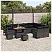 Set divano giardino 12 pezzi con cuscini rattan polyrattan nero acacia, Set da pranzo giardino 3 pezzi con cuscini rattan polyrattan nero acacia, Divano giardino 2 posti con cuscini rattan polyrattan nero - Foto miniatura 3