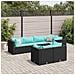 Set Salotto da Giardino con Cuscini 7pz Nero Polyrattan - Foto miniatura 2