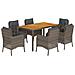Set da Pranzo da Giardino 7 pz con Cuscini in Polyrattan Grigio - Foto miniatura 1