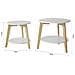 Set Di 2 Tavolini Bassi Da Salotto In Legno Massiccio Di Hevea E Mdf Con 4 Ripiani Bianco Fbt75-w - Foto miniatura 2