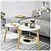 Set Di 2 Tavolini Bassi Da Salotto In Legno Massiccio Di Hevea E Mdf Con 4 Ripiani Bianco Fbt75-w - Foto miniatura 6