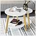 Set Di 2 Tavolini Bassi Da Salotto In Legno Massiccio Di Hevea E Mdf Con 4 Ripiani Bianco Fbt75-w - Foto miniatura 7