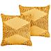 Set Di 2 Cuscini Rhoeo Cotone 45 X 45 Cm Geometrico Trapuntato Giallo - Foto miniatura 6