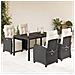 Set da Pranzo da Giardino 5 pz Nero con Cuscini in Polyrattan - Foto miniatura 6