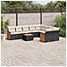 Set Divani Da Giardino 10pz Con Cuscini In Polyrattan Nero - Foto miniatura 3