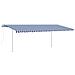 Tenda Da Sole Retrattile Automatica Con Pali 6x3,5 M Blu Bianca - Foto miniatura 1