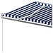 Tenda Da Sole Retrattile Automatica Con Pali 6x3,5 M Blu Bianca - Foto miniatura 6