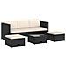 Set Divani Da Giardino 4 Pz Con Cuscini In Polyrattan Nero - Foto miniatura 1