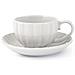 Set 4 tazze te' con piattino Lotus in stoneware bianco cc 220 - Foto miniatura 1
