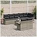 Set di divani da giardino 9 pezzi con cuscini Grigio Polyrattan - Foto miniatura 3