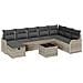 Set Divano da Giardino a 9 Pezzi con Cuscini in Rattan Poly Grigio Chiaro,  Divano da Giardino a 2 Posti con Stoccaggio e Cuscini in Rattan Poly Grigio Chiaro - Foto miniatura 1