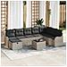 Set Divano da Giardino a 9 Pezzi con Cuscini in Rattan Poly Grigio Chiaro,  Divano da Giardino a 2 Posti con Stoccaggio e Cuscini in Rattan Poly Grigio Chiaro - Foto miniatura 2