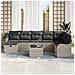Set Divano da Giardino a 9 Pezzi con Cuscini in Rattan Poly Grigio Chiaro,  Divano da Giardino a 2 Posti con Stoccaggio e Cuscini in Rattan Poly Grigio Chiaro - Foto miniatura 3