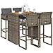 Set Bar da Giardino 5 pz con Cuscini Nero in Polyrattan Acacia - Foto miniatura 2