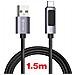 Cavo 3a Ricarica E Sincronizzazione Usb A Usb-c 60w 1,5 M Con Schermo Led, Nero - Foto miniatura 4