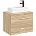 Lavabo da bagno Nero Opaco 45,5 x 25,5 x 13 cm Metallo - Foto miniatura 5