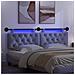 Testiera sospesa Con luce LED Blu jeans Tessuto - Foto miniatura 5