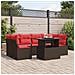 Set Divano da Giardino 7 pcs Marrone e rosso polyrattan - Foto miniatura 2