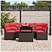 Set Divano da Giardino 7 pcs Marrone e rosso polyrattan - Foto miniatura 3