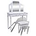 Toeletta Spogliatoio Con Specchio E Sgabello 3-in-1 2 Cassetti Bianco - Foto miniatura 1