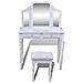 Toeletta Spogliatoio Con Specchio E Sgabello 3-in-1 2 Cassetti Bianco - Foto miniatura 3
