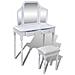 Toeletta Spogliatoio Con Specchio E Sgabello 3-in-1 2 Cassetti Bianco - Foto miniatura 4